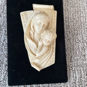 Vintage Religious Mother & Child Wall Plaque Italy